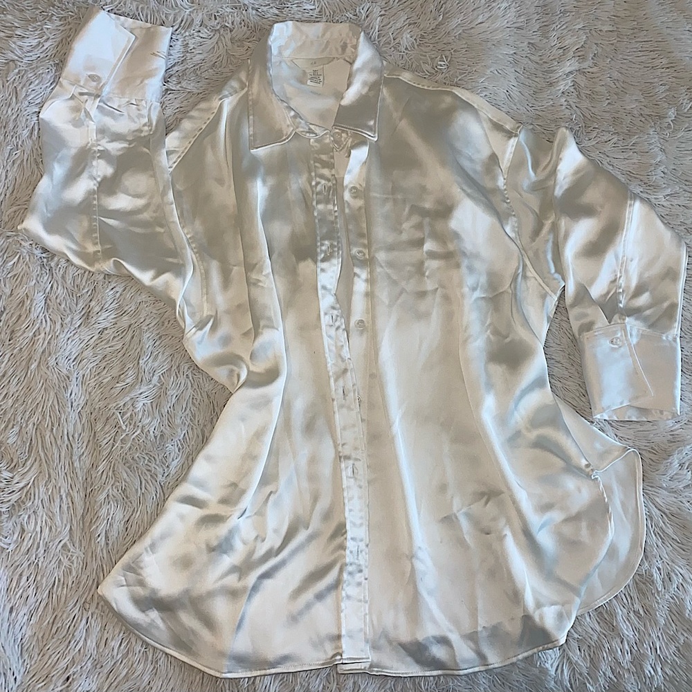Silk white button up blouse